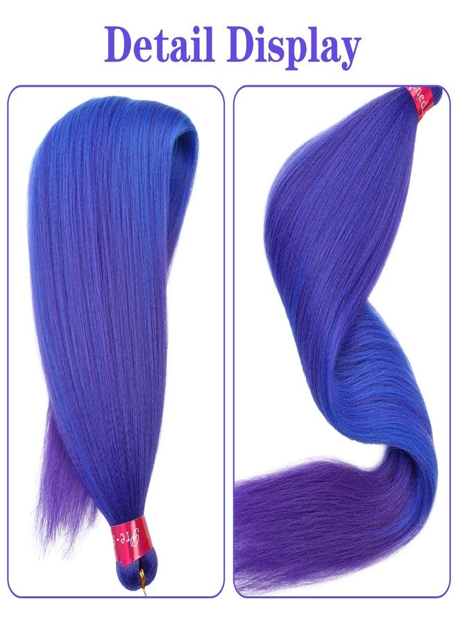 FAYETA Ombre Purple-Blue-Purple Braiding Hair Extension, 28 Inches Pre Stretched Braiding Hair for hair Braids,2 Packs Yaki Texture Synthetic Braid Hair - Image 2