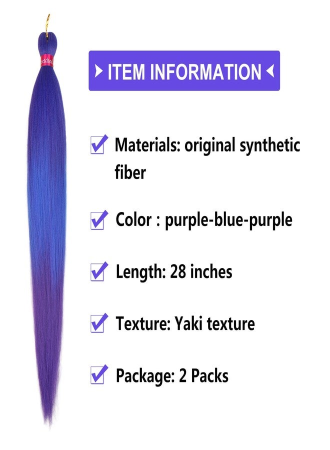 FAYETA Ombre Purple-Blue-Purple Braiding Hair Extension, 28 Inches Pre Stretched Braiding Hair for hair Braids,2 Packs Yaki Texture Synthetic Braid Hair - Image 5
