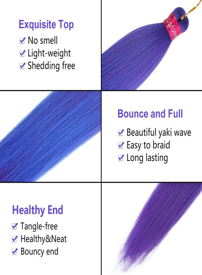 FAYETA Ombre Purple-Blue-Purple Braiding Hair Extension, 28 Inches Pre Stretched Braiding Hair for hair Braids,2 Packs Yaki Texture Synthetic Braid Hair - Image 4