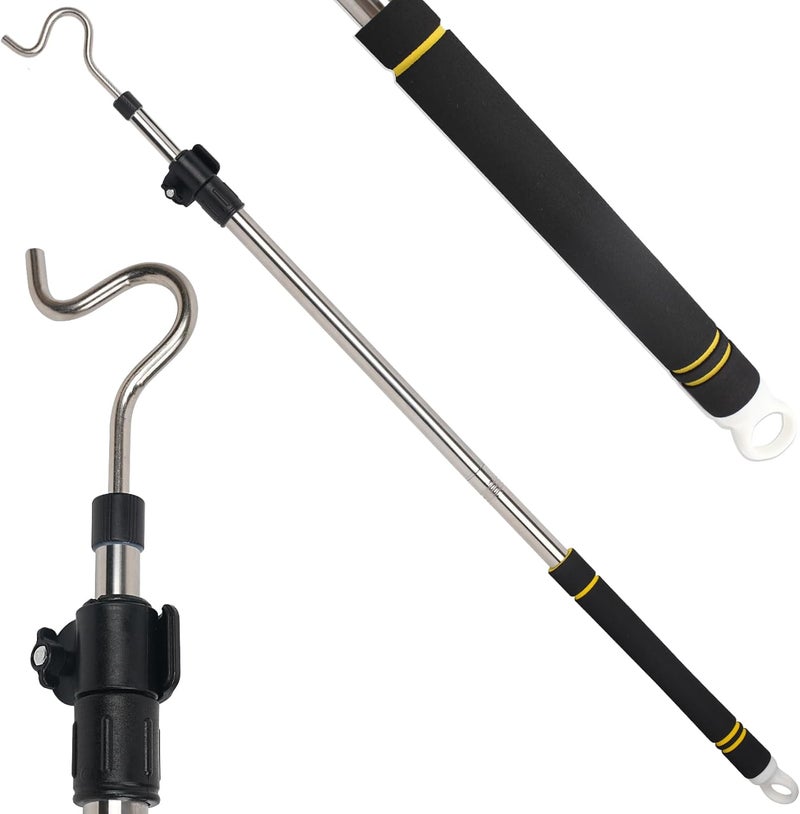 Frebuta Heavy Duty Clothes Hook Rod Telescopic 36" to 65" Stainless Steel Painted Silver Closet - Image 1