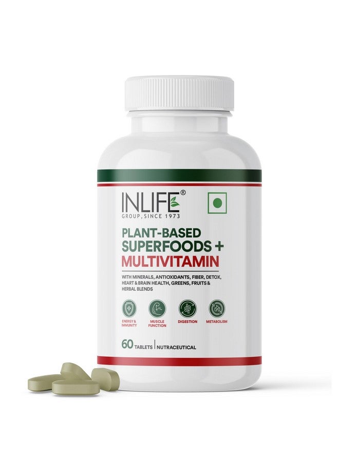 Inlife أقراص متعددة الفيتامينات النباتية للرجال والنساء | 75+ مكون مع فيتامينات B12 و D3، سوبر فود، خضروات، فواكه وأعشاب مكمل للمناعة - 60 قرص (عبوة من 1) - Image 1