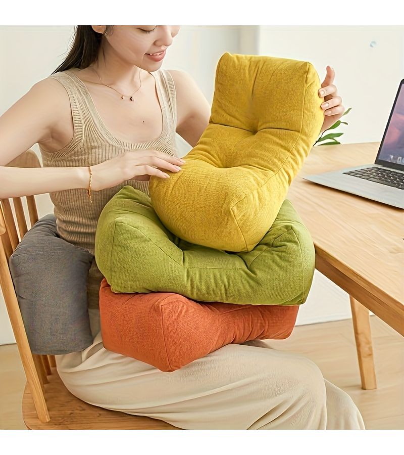 Orange Ergonomic Lumbar Cushion For Sitting And Napping Support - Image 1