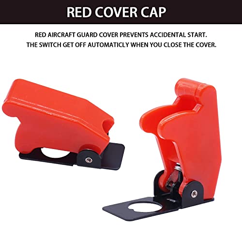 mankk 2PCS 12V Heavy Duty Rocker Toggle Switch 10A/125V SPST ON/Off 2Pin with Red Aircraft Safety Cover for Auto Car Marine Boat KN3A-101A-RMZ - Image 3