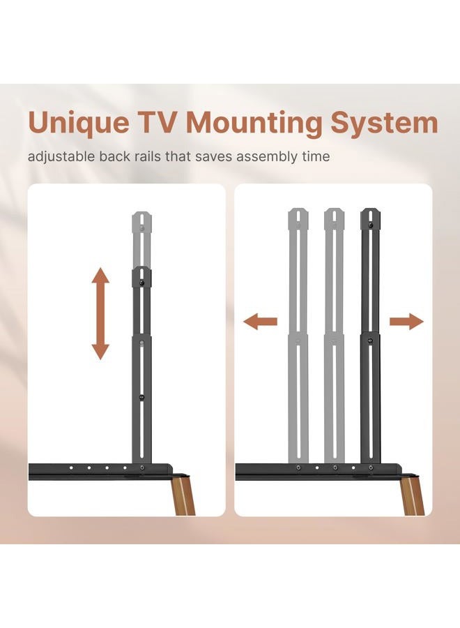 ECOTINY Rolling TV Stand for 49 to 75 Inch TV up to 40 kg, Easel TV Stand with Metal Structure and Wooden Shelf, Moveable TV Cart on Wheels for Office, Business, Home, Black - Image 3