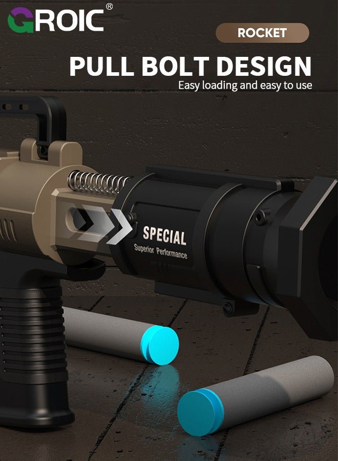 GROIC لعبة قاذف صواريخ مصغرة للأطفال، قاذف رصاص رغوي يدوي إعادة تحميل RPG، مسدس رصاص ناعم EVA، ألعاب رياضية خارجية للأطفال (3 قذائف) - Image 4
