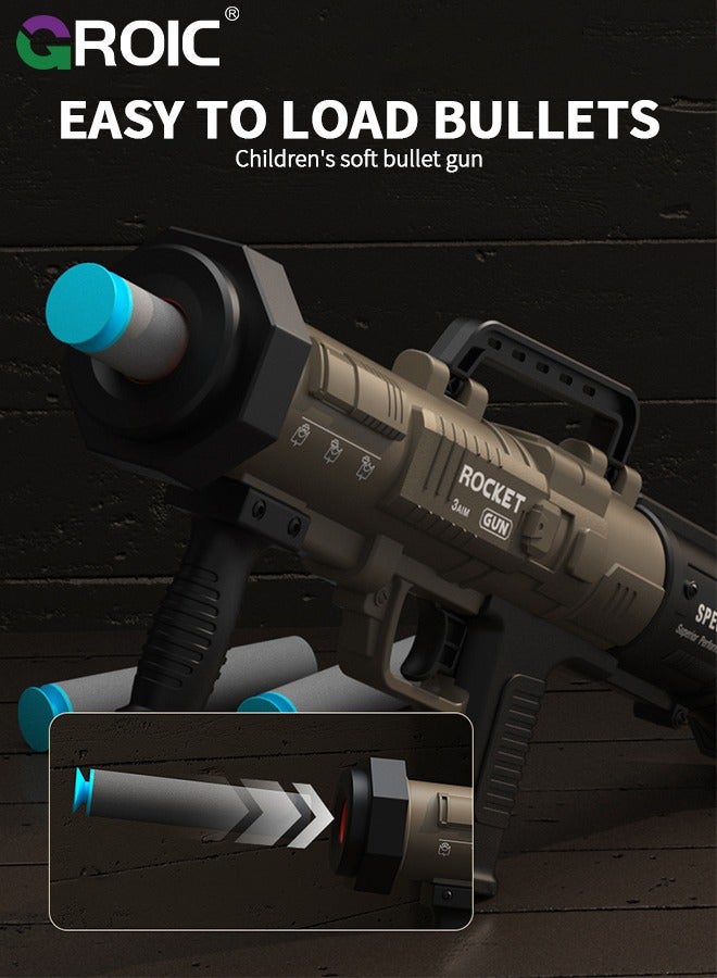 GROIC لعبة قاذف صواريخ مصغرة للأطفال، قاذف رصاص رغوي يدوي إعادة تحميل RPG، مسدس رصاص ناعم EVA، ألعاب رياضية خارجية للأطفال (3 قذائف) - Image 3