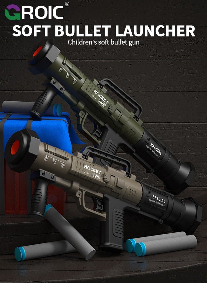 GROIC لعبة قاذف صواريخ مصغرة للأطفال، قاذف رصاص رغوي يدوي إعادة تحميل RPG، مسدس رصاص ناعم EVA، ألعاب رياضية خارجية للأطفال (3 قذائف) - Image 2