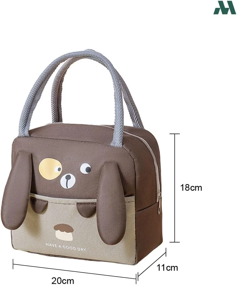 Mobcos Mobcos Ear Panda Brown Large Capacity Insulated Lunch Bag | Waterproof & Stain-Resistant Meal Tote with Advanced Temperature Retention | Durable Polyester Lunch Bag for Office & School