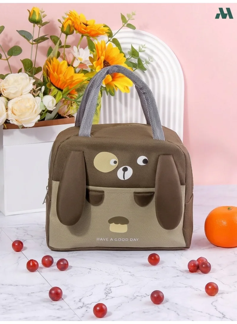 Mobcos Ear Panda Brown Lunch Bag Mobcos Ear Panda Brown Large Capacity Insulated Lunch Bag | Waterproof & Stain-Resistant Meal Tote with Advanced Temperature Retention | Durable Polyester Lunch Bag for Office & School  | Best Price UAE