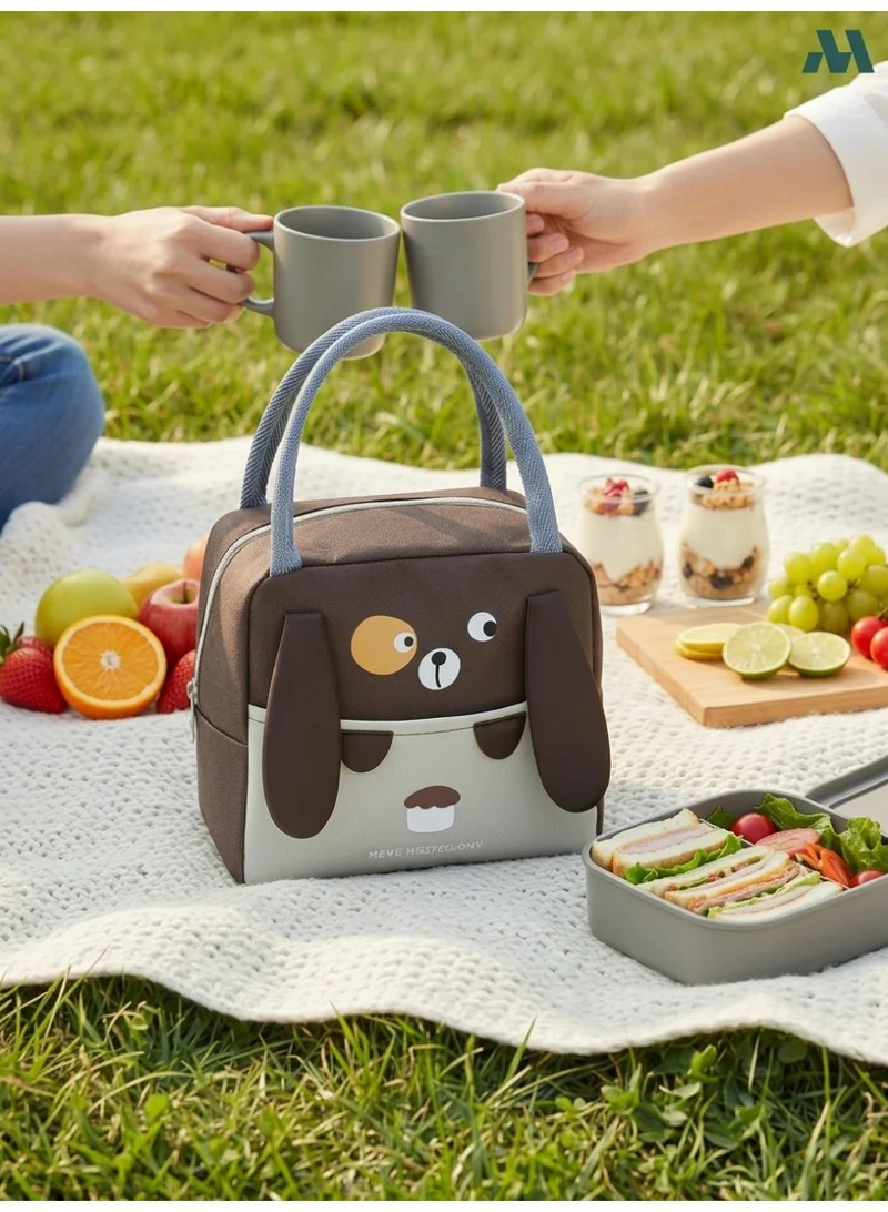 Mobcos Ear Panda Brown Lunch Bag Mobcos Ear Panda Brown Large Capacity Insulated Lunch Bag | Waterproof & Stain-Resistant Meal Tote with Advanced Temperature Retention | Durable Polyester Lunch Bag for Office & School  | Best Price UAE
