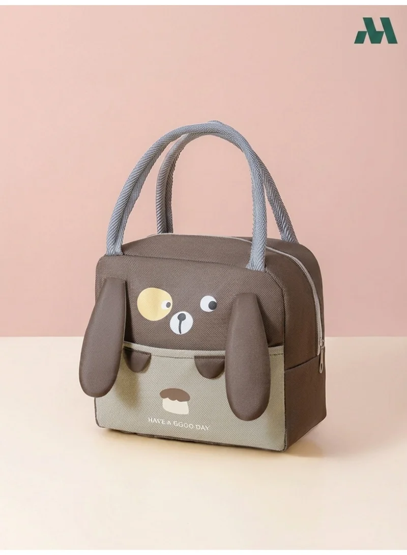 Mobcos Ear Panda Brown Lunch Bag Mobcos Ear Panda Brown Large Capacity Insulated Lunch Bag | Waterproof & Stain-Resistant Meal Tote with Advanced Temperature Retention | Durable Polyester Lunch Bag for Office & School  | Best Price UAE