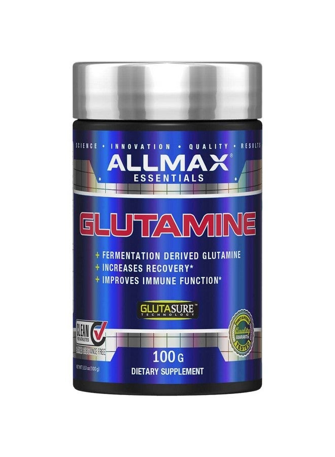 AllMax Nutrition ALLMAX Essentials GLUTAMINE - 100 g Powder - Fermentation-Derived Glutamine - Increases Recovery & Supports Immune System - Gluten Free & Vegan - 20 Servings - Image 1