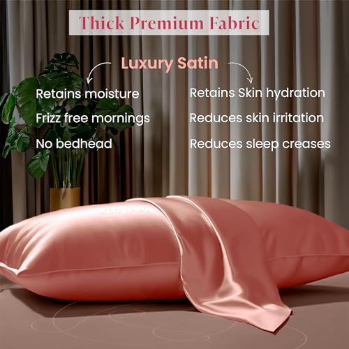 Silvr Bear Luxury Solid Satin Pillow Covers + 3 Scrunchies | Aesthetic Pillowcase-Standard - 18 X 27 Inches | Great For Hair And Skin | Combo Pack (Mauve, Luxe Satin), 250 TC, 5 Piece - Image 4