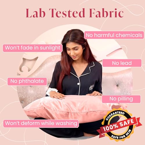 Silvr Bear Luxury Solid Satin Pillow Covers + 3 Scrunchies | Aesthetic Pillowcase-Standard - 18 X 27 Inches | Great For Hair And Skin | Combo Pack (Mauve, Luxe Satin), 250 TC, 5 Piece - Image 5