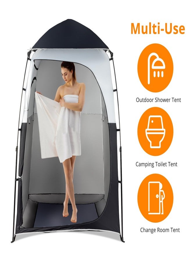 VINGLI 6.8FT Shower Tent, Large Instant Pop Up Shelter with Mesh Floor & Carrying Bag, Privacy Changing Room Tent for Toilet, Camping, Dressing, Lightweight & Sturdy, Easy Set Up (Black) - Image 5