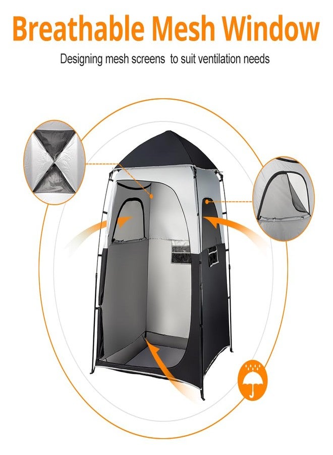 VINGLI 6.8FT Shower Tent, Large Instant Pop Up Shelter with Mesh Floor & Carrying Bag, Privacy Changing Room Tent for Toilet, Camping, Dressing, Lightweight & Sturdy, Easy Set Up (Black) - Image 3
