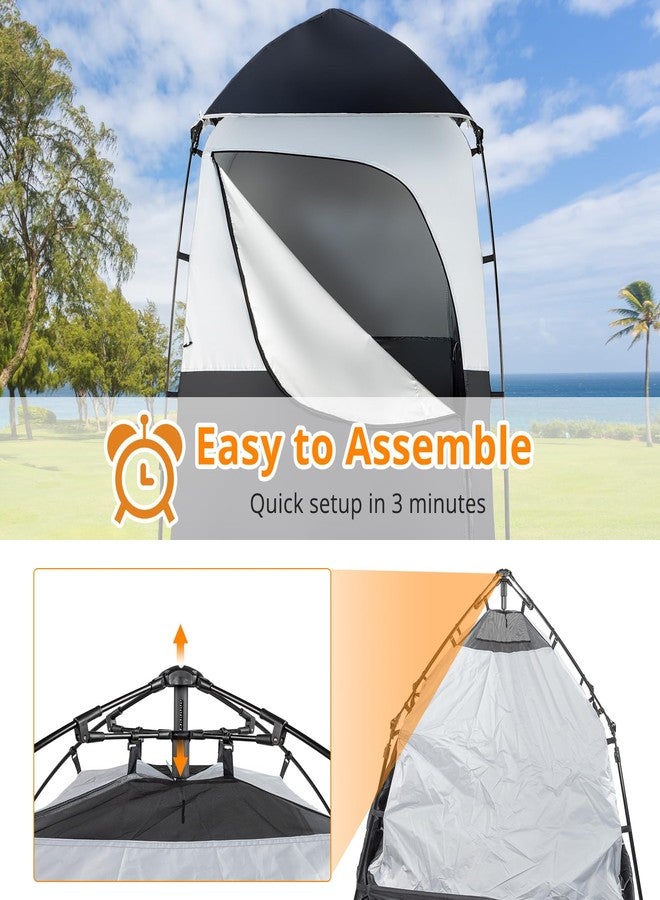 VINGLI 6.8FT Shower Tent, Large Instant Pop Up Shelter with Mesh Floor & Carrying Bag, Privacy Changing Room Tent for Toilet, Camping, Dressing, Lightweight & Sturdy, Easy Set Up (Black) - Image 2