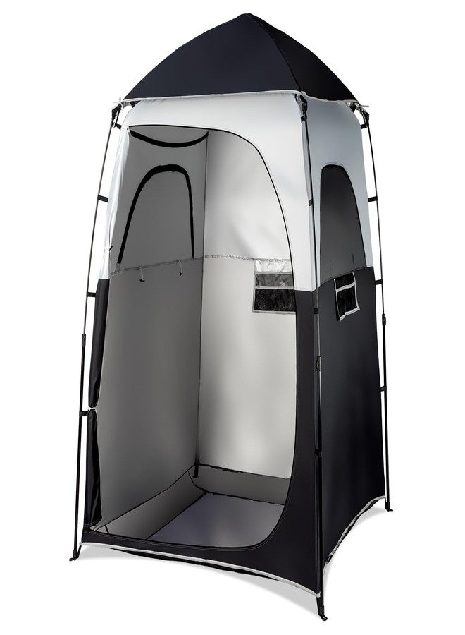 VINGLI 6.8FT Shower Tent, Large Instant Pop Up Shelter with Mesh Floor & Carrying Bag, Privacy Changing Room Tent for Toilet, Camping, Dressing, Lightweight & Sturdy, Easy Set Up (Black) - Image 1