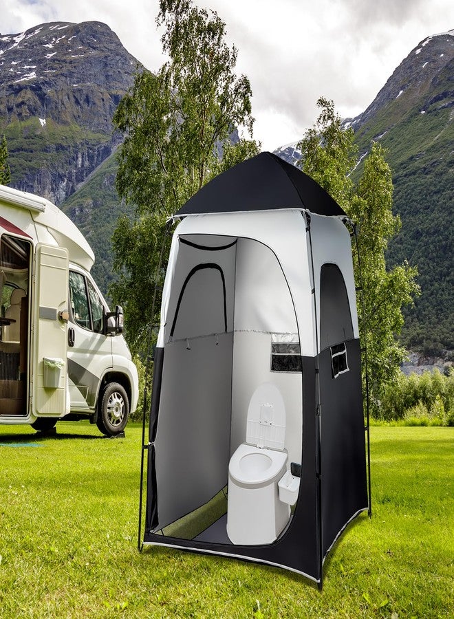 VINGLI 6.8FT Shower Tent, Large Instant Pop Up Shelter with Mesh Floor & Carrying Bag, Privacy Changing Room Tent for Toilet, Camping, Dressing, Lightweight & Sturdy, Easy Set Up (Black) - Image 4