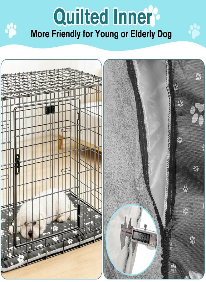 Bhyhok 41.7 * 27.9inch Dog Crate Pan Covers Washable Dog Crate Tray Cover Waterproof Oxford Cloth/Soft Flannel Side Fit Bed Liner for Pet Cage Pan - Image 4