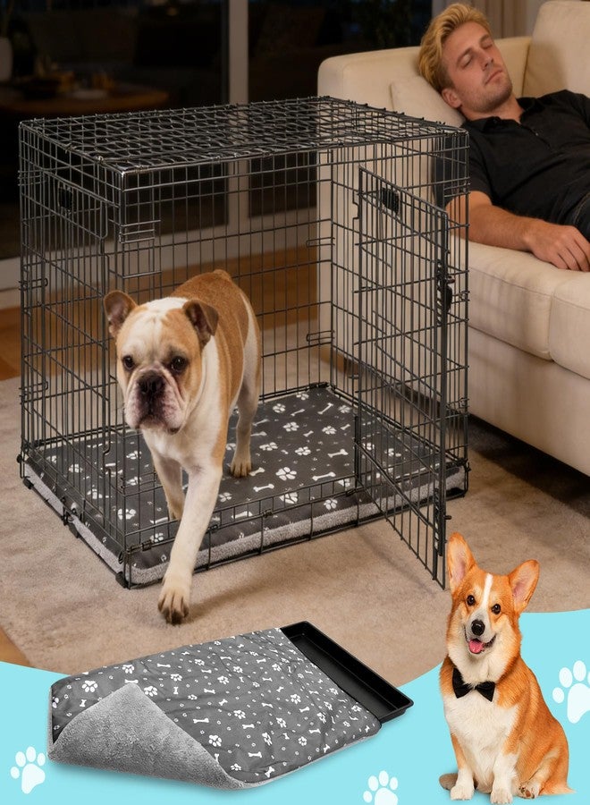 Bhyhok 41.7 * 27.9inch Dog Crate Pan Covers Washable Dog Crate Tray Cover Waterproof Oxford Cloth/Soft Flannel Side Fit Bed Liner for Pet Cage Pan - Image 5