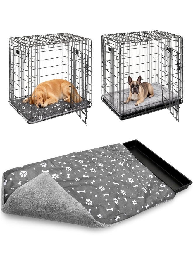 Bhyhok 41.7 * 27.9inch Dog Crate Pan Covers Washable Dog Crate Tray Cover Waterproof Oxford Cloth/Soft Flannel Side Fit Bed Liner for Pet Cage Pan - Image 1
