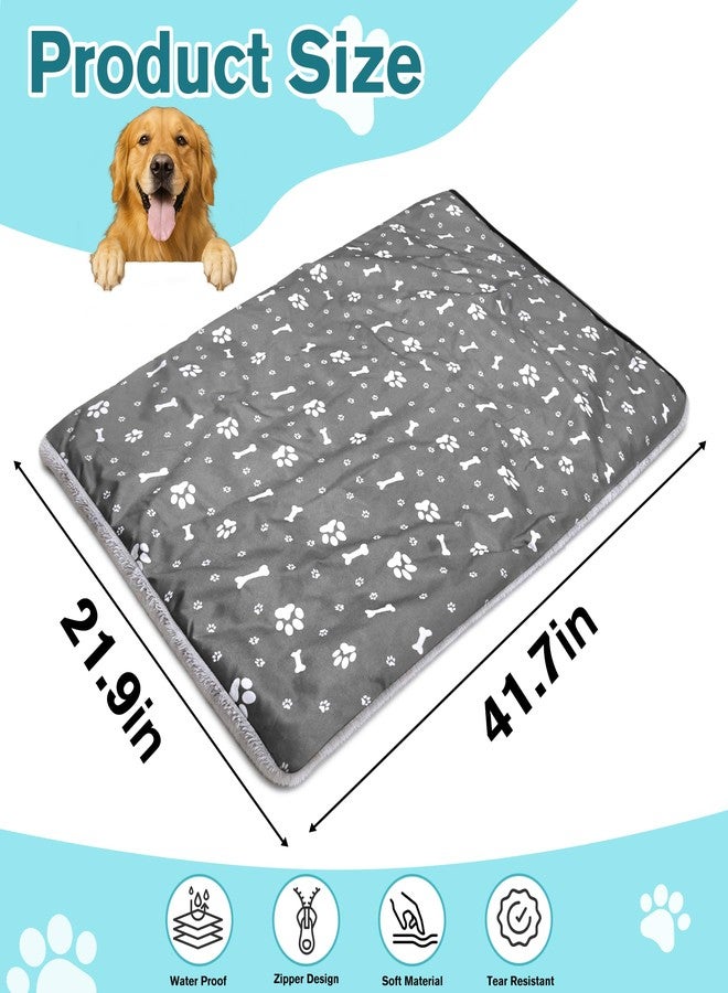 Bhyhok 41.7 * 27.9inch Dog Crate Pan Covers Washable Dog Crate Tray Cover Waterproof Oxford Cloth/Soft Flannel Side Fit Bed Liner for Pet Cage Pan - Image 2
