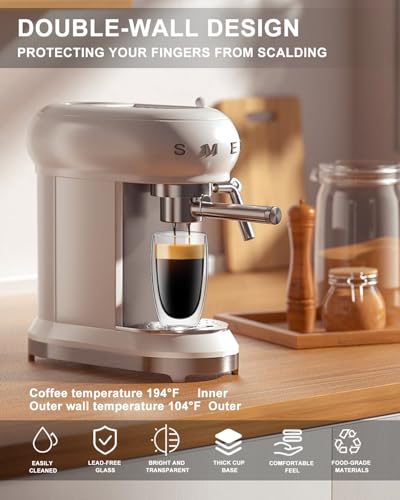 LUXU 16 Oz Double Walled Glass Coffee Mugs, 4-Pack Premium Coffee Cups, Double Wall Insulated, Perfect for Cappuccino, Espresso, Hot Beverage - Image 3