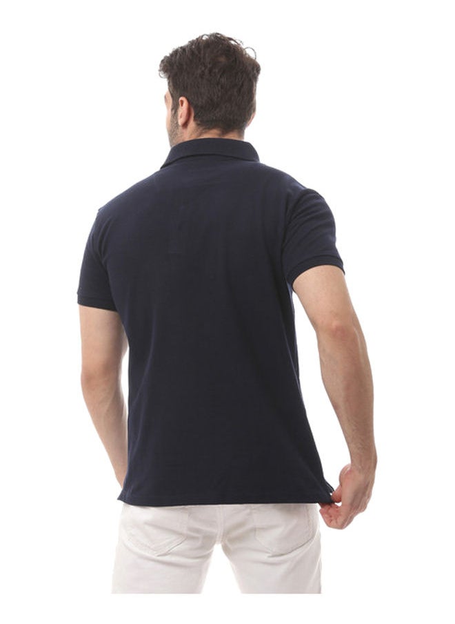 Andora - Cotton Short Sleeve Polo Shirt-Navy Blue - Image 1