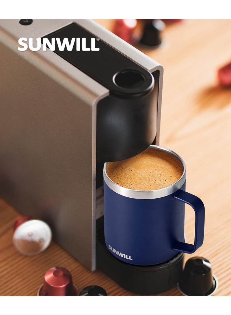 SUNWILL 14 oz Coffee Mug, Vacuum Insulated Camping Mug with Lid, Double Wall Stainless Steel Travel Tumbler Cup, Coffee Thermos Outdoor, Powder Coated Navy Blue - Image 2