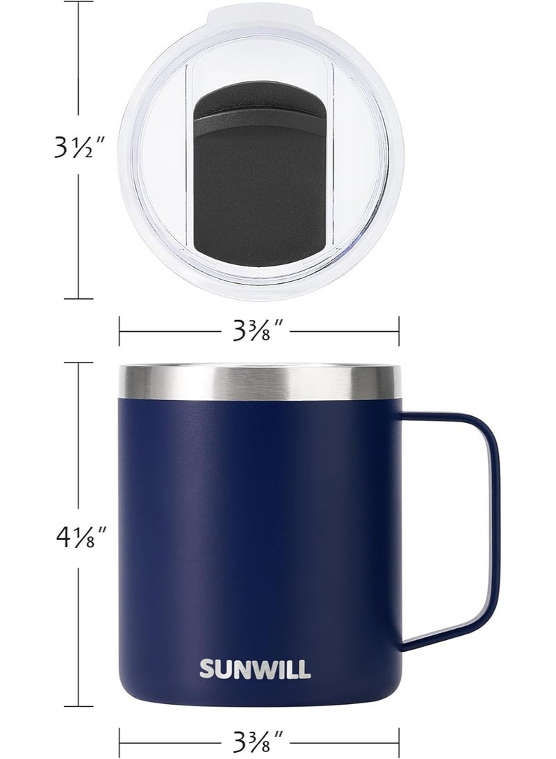 SUNWILL 14 oz Coffee Mug, Vacuum Insulated Camping Mug with Lid, Double Wall Stainless Steel Travel Tumbler Cup, Coffee Thermos Outdoor, Powder Coated Navy Blue - Image 3