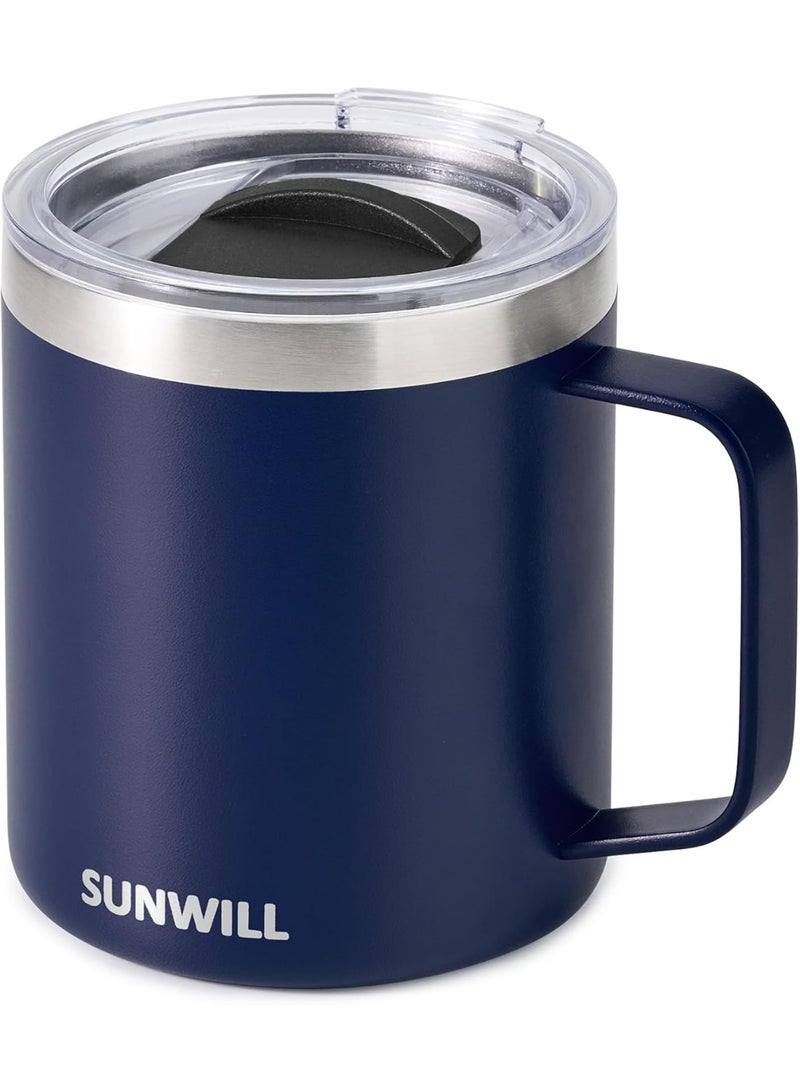 SUNWILL 14 oz Coffee Mug, Vacuum Insulated Camping Mug with Lid, Double Wall Stainless Steel Travel Tumbler Cup, Coffee Thermos Outdoor, Powder Coated Navy Blue - Image 1