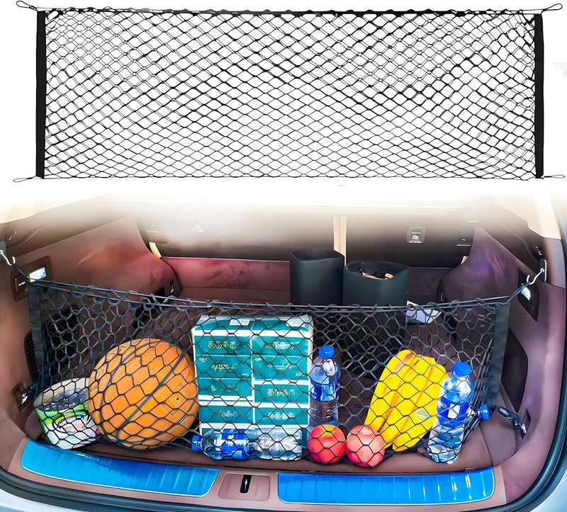 Trunk Cargo Net Compatible with 2020-2025 Cadillac XT6, Black Nylon, Hook Fastener - Image 1
