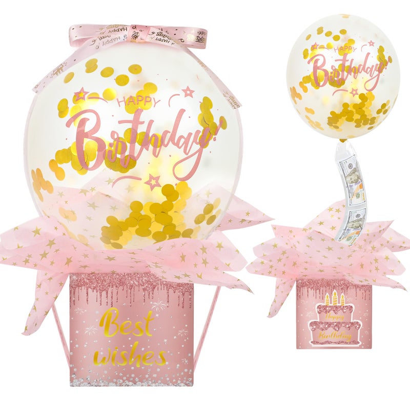 peony man Pull Money Balloon Box Birthday Balloon Money Surprise Box Funny Pull Cash Surprise Kit for Birthday Party Cash Gift Supplies - Image 1