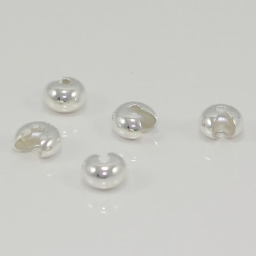 Adabele 200pcs Crimp Bead Knot Cover End Caps 3mm (0.12 Inch) Small Crimp Cover Sterling Silver Plated Copper Brass for DIY Craft Jewelry Making CF9-3 - Image 3