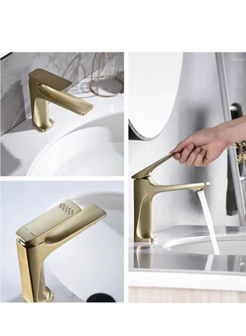 Automatic short matte gold sink mixer  - Image 4