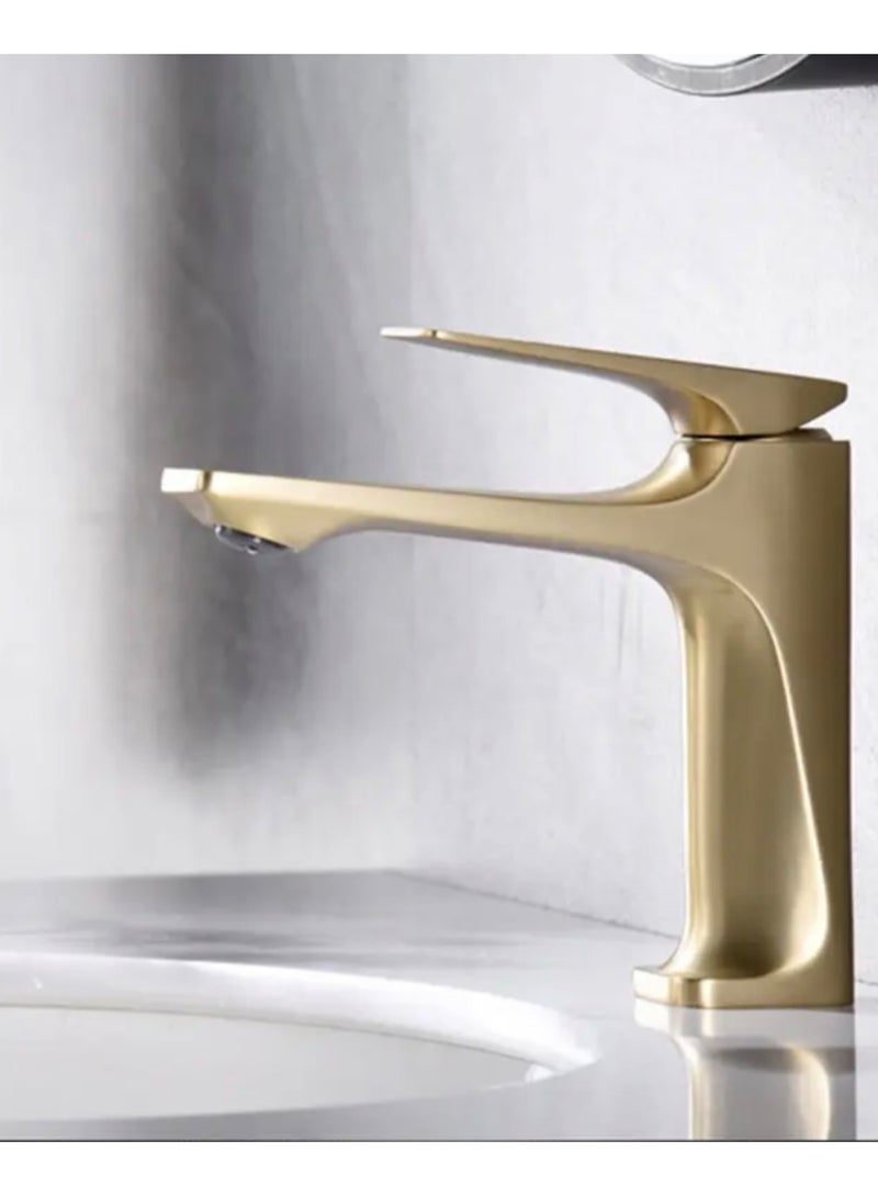 Automatic short matte gold sink mixer  - Image 2