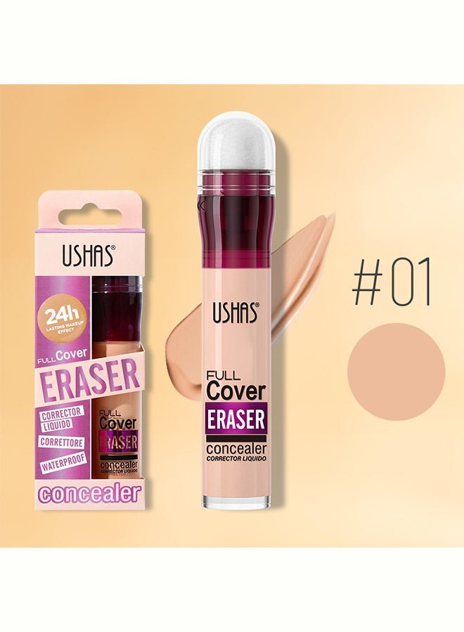 Ushas Full Cover Eraser Concealer, 24H Long-Lasting Waterproof Liquid Concealer, High Coverage for Dark Circles, Acne Scars, Blemishes, All Skin Types #01 - Image 2