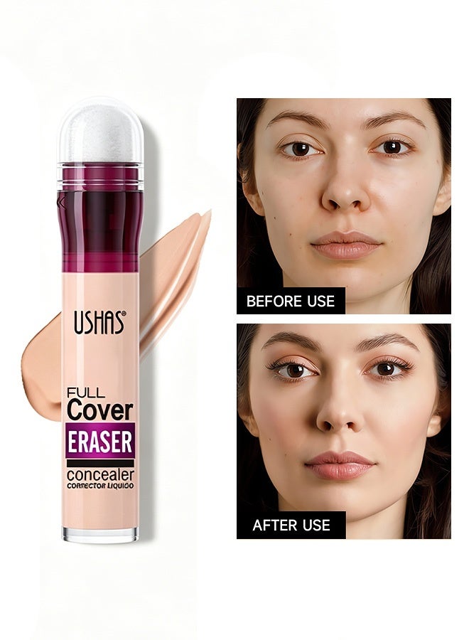 Ushas Full Cover Eraser Concealer, 24H Long-Lasting Waterproof Liquid Concealer, High Coverage for Dark Circles, Acne Scars, Blemishes, All Skin Types #01 - Image 1