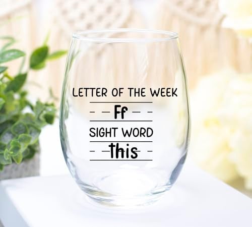 Gelid Sight Words 15 oz Wine Glass - Teacher Appreciation Gifts - Best New Teacher Gift Idea for Women, Funny Back to School Present from Students, Thank you Gifts for Coworker Retirement Birthday Christmas - Image 3
