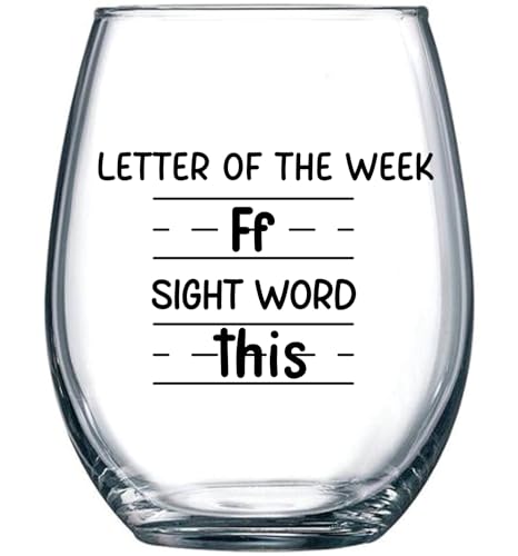 Gelid Sight Words 15 oz Wine Glass - Teacher Appreciation Gifts - Best New Teacher Gift Idea for Women, Funny Back to School Present from Students, Thank you Gifts for Coworker Retirement Birthday Christmas - Image 1