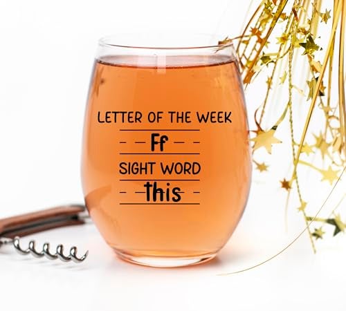 Gelid Sight Words 15 oz Wine Glass - Teacher Appreciation Gifts - Best New Teacher Gift Idea for Women, Funny Back to School Present from Students, Thank you Gifts for Coworker Retirement Birthday Christmas - Image 4