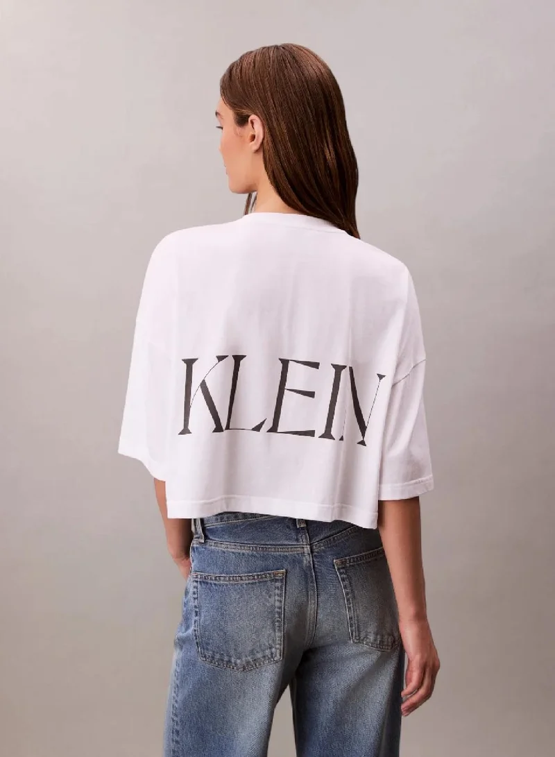 Calvin Klein Jeans Brilliant White Cropped Graphic Logo T-Shirt for Women | Best Price UAE