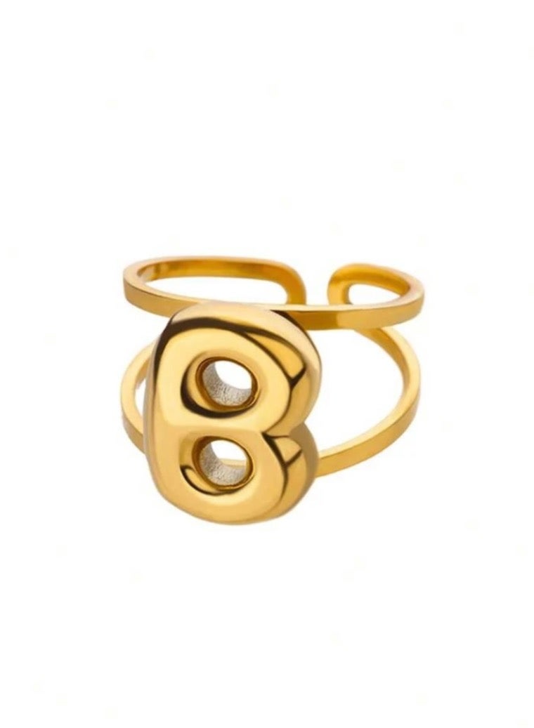 إيكوال خاتم نسائي من الاستانلس ستيل مطلي باللون الذهبي بمقاس موحد