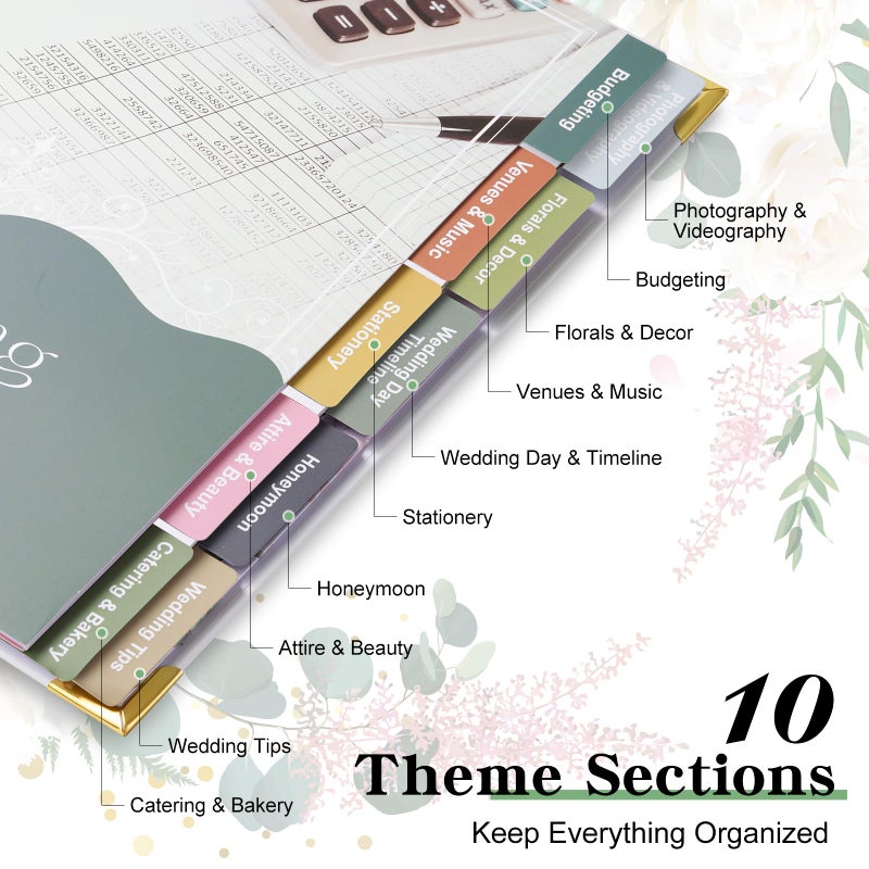 VinTS 176 Pages Wedding Planner,Wedding Planner Book and Organizer,9" x 11" Hardcover Engagement Wedding Planner Gift for Couples,Brides - Image 3