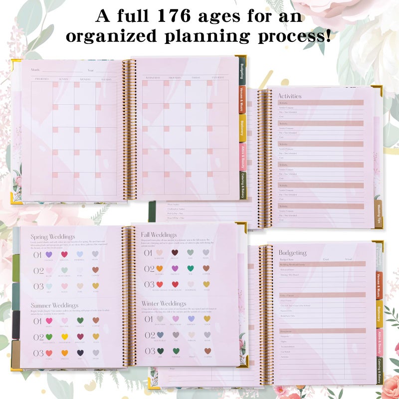 VinTS 176 Pages Wedding Planner,Wedding Planner Book and Organizer,9" x 11" Hardcover Engagement Wedding Planner Gift for Couples,Brides - Image 4