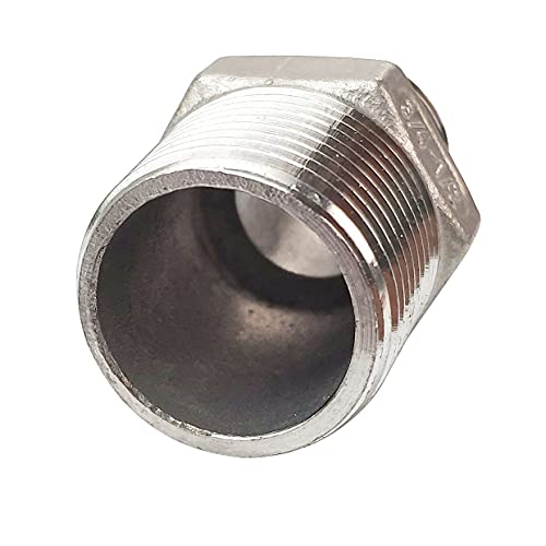 LOZOME 3/4" x 1/2" Male Hex Nipple Threaded Reducer Connector Pipe Fitting Adapter,Stainless Steel 304 NPT - Image 4