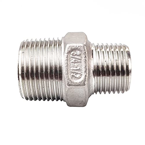 LOZOME 3/4" x 1/2" Male Hex Nipple Threaded Reducer Connector Pipe Fitting Adapter,Stainless Steel 304 NPT - Image 5