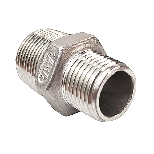 LOZOME 3/4" x 1/2" Male Hex Nipple Threaded Reducer Connector Pipe Fitting Adapter,Stainless Steel 304 NPT - Image 3