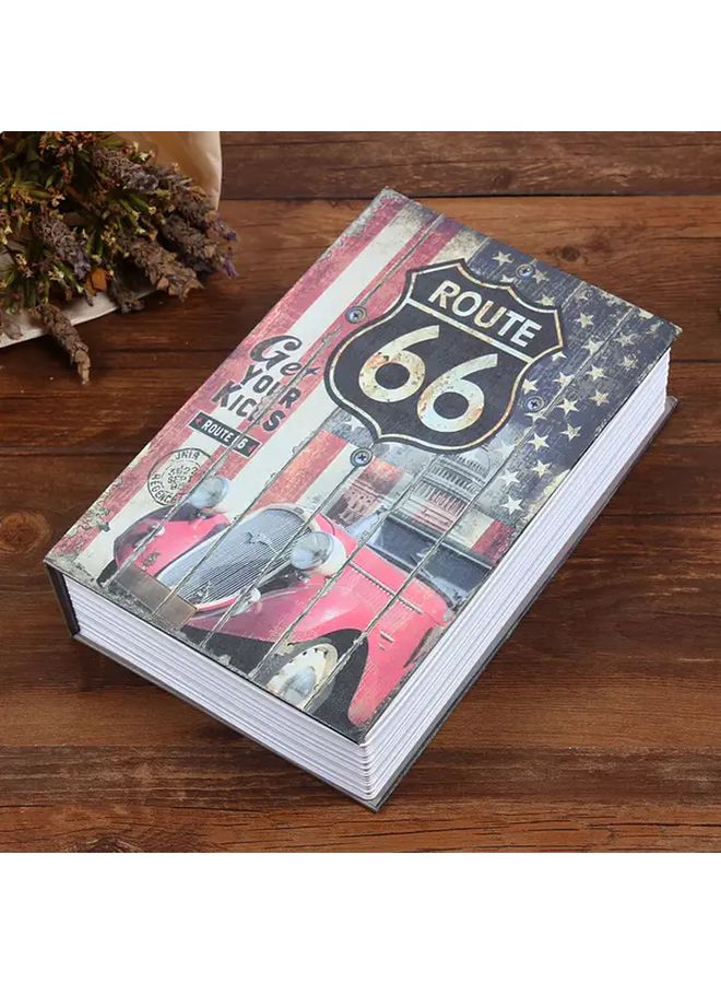 Route 66 Key Lock Book Safe Classic Cars Design Metal Storage Box For Cash Valuables - Image 4